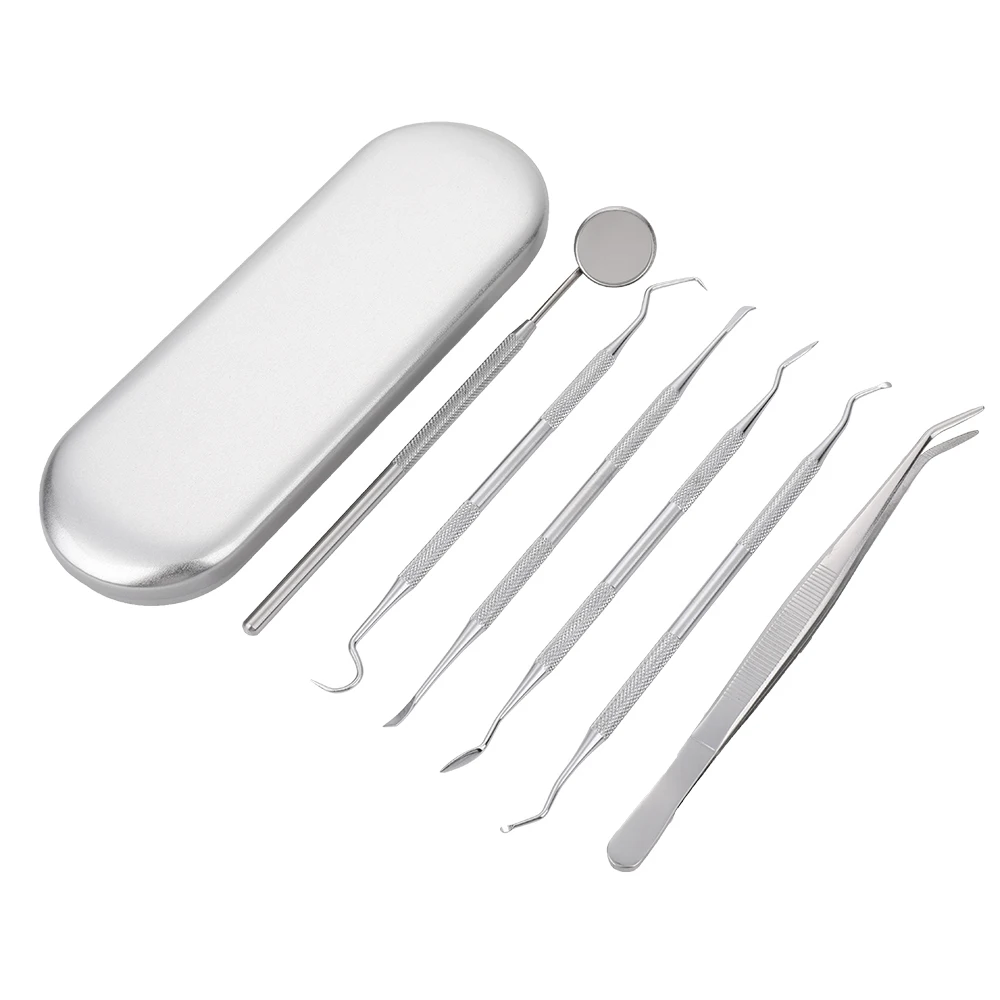 6PCS Stainless Steel Dental Mouth Mirror Dental Tool Set Tartar Scaler Teeth Pick Spatula Oral Care Tooth Cleaning Tools
6PCS Stainless Steel Dental Mouth Mirror Dental Tool Set Tartar Scaler Teeth Pick Spatula Oral Care Tooth Cleaning Tools