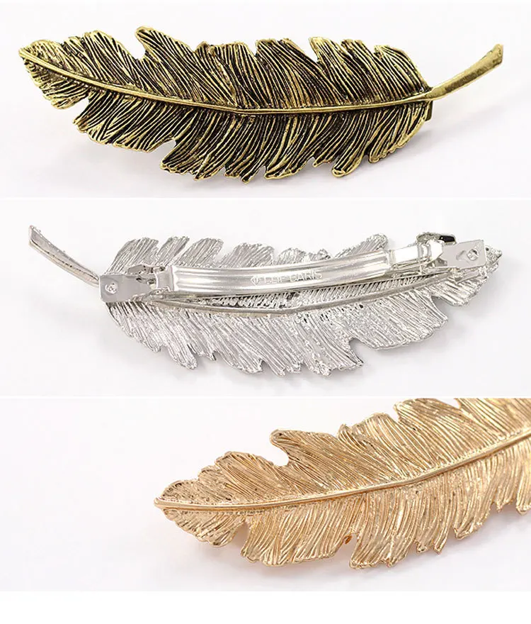 Retro Alloy Feather Hair Clip Metal Gold Silver Leaf Hairpin Women Vintage Barrettes Temperament Hair Grip Accessories for girls
Retro Alloy Feather Hair Clip Metal Gold Silver Leaf Hairpin Women Vintage Barrettes Temperament Hair Grip Accessories for girls