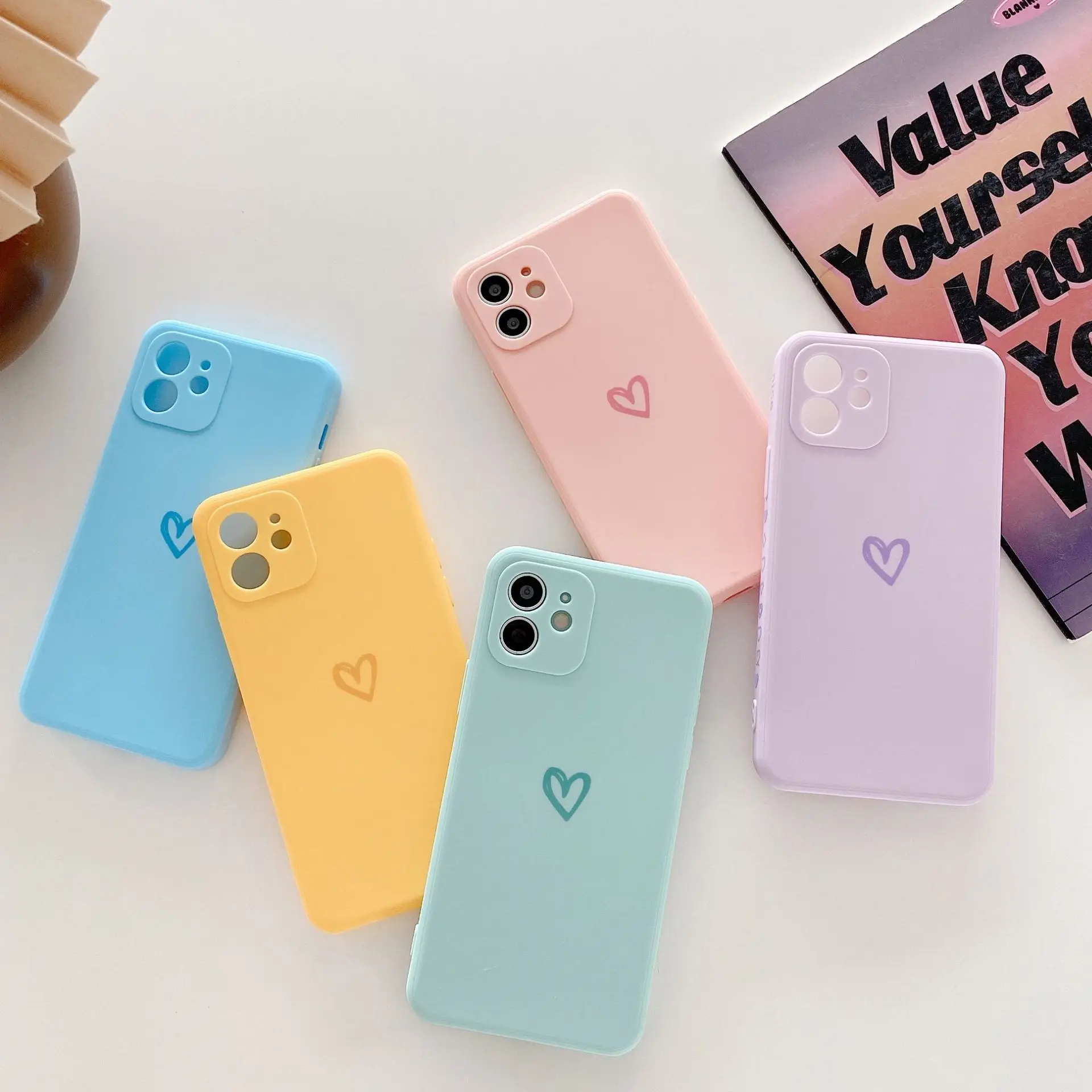 Colorful Love Heart Phone Case For iPhone 11 12 13 Pro Max 13 Mini X XR XS Max 7 8 Plus Candy Color Soft TPU Silicone Back Cover
Colorful Love Heart Phone Case For iPhone 11 12 13 Pro Max 13 Mini X XR XS Max 7 8 Plus Candy Color Soft TPU Silicone Back Cover