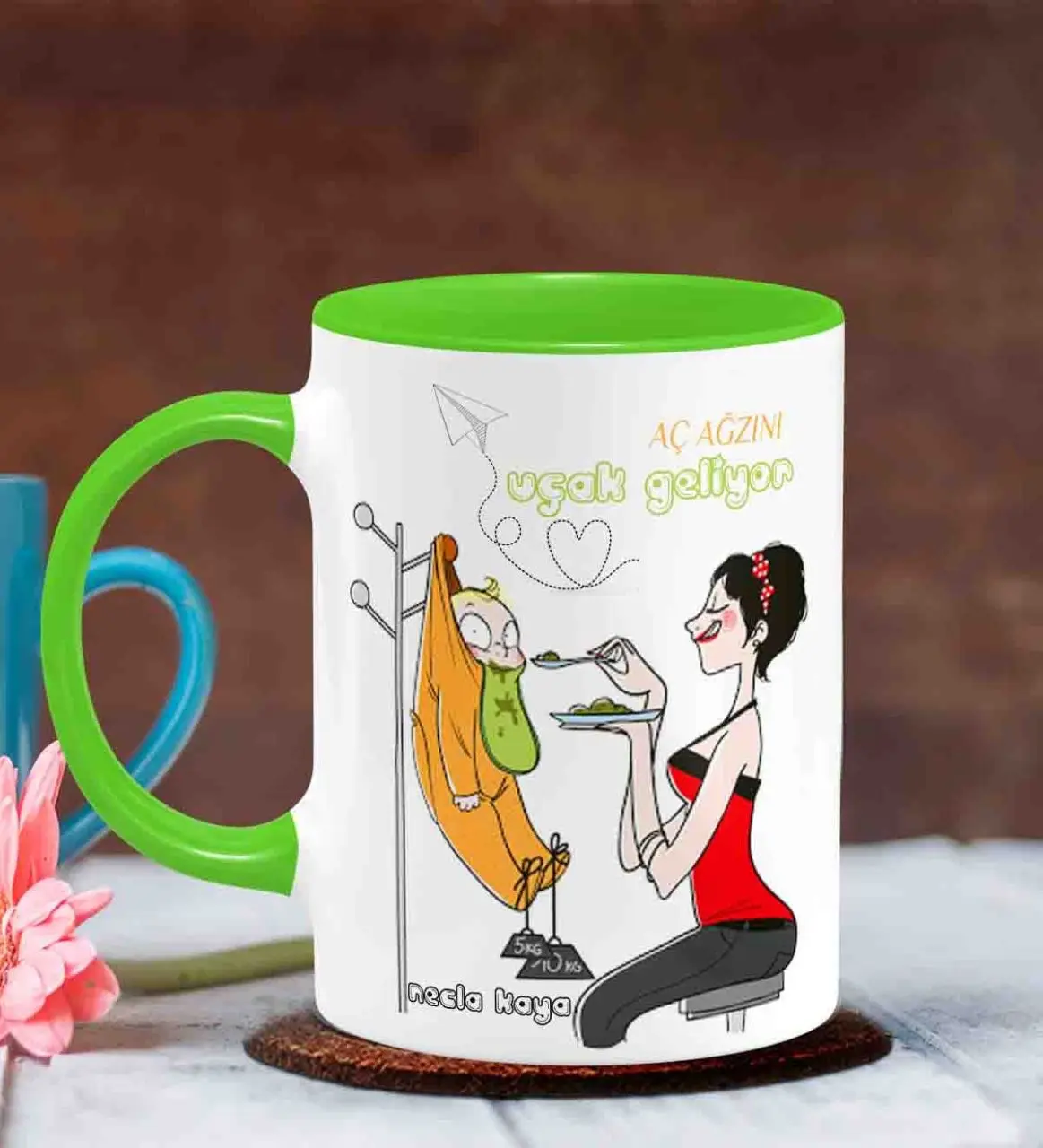 Personalized Mother 'S Day Themed Green Mug Cup Y9