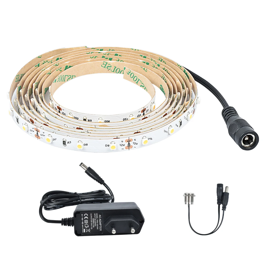 

2M IP20 Warm White 2700K-3000K DC12V 60LEDS/M 3528 LED Strip+Touch LED Dimme+EU Plug Power supply