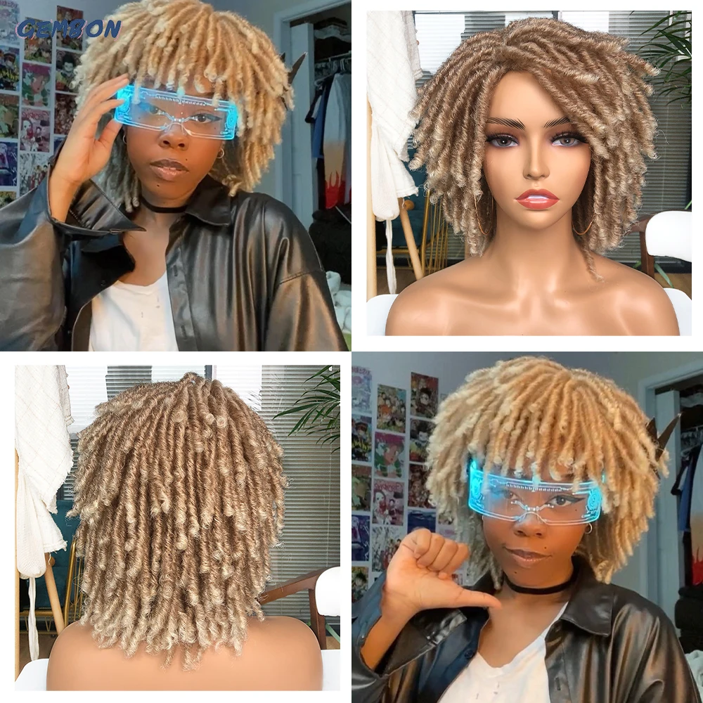 Короткие вьющиеся волосы Dreadlock парик синтетические мягкие искусственные