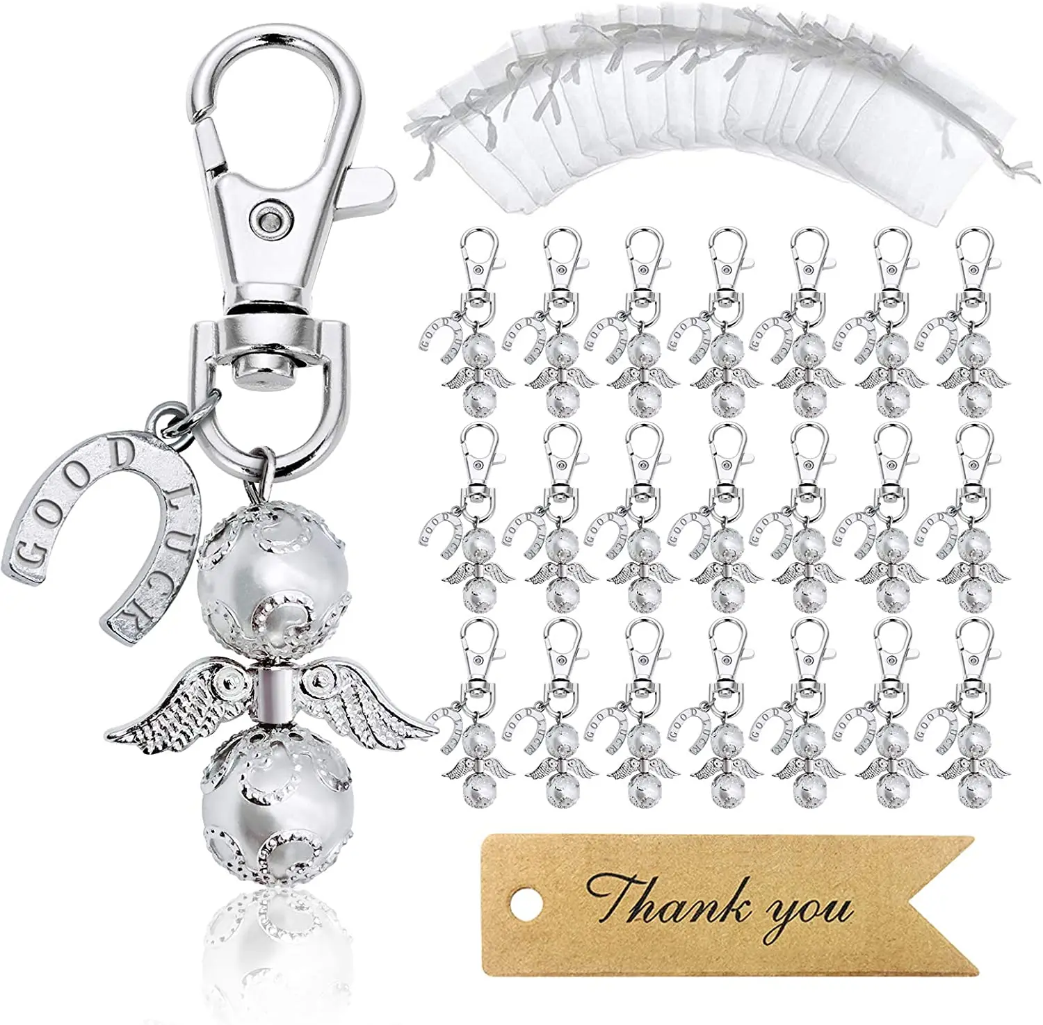20 Angel Favor Lucky Horseshoe Keychains Plus Organza Bags Plus Thank You Kraft Tags, Guest Return Favors for Baby Shower, Brida
20 Angel Favor Lucky Horseshoe Keychains Plus Organza Bags Plus Thank You Kraft Tags, Guest Return Favors for Baby Shower, Brida