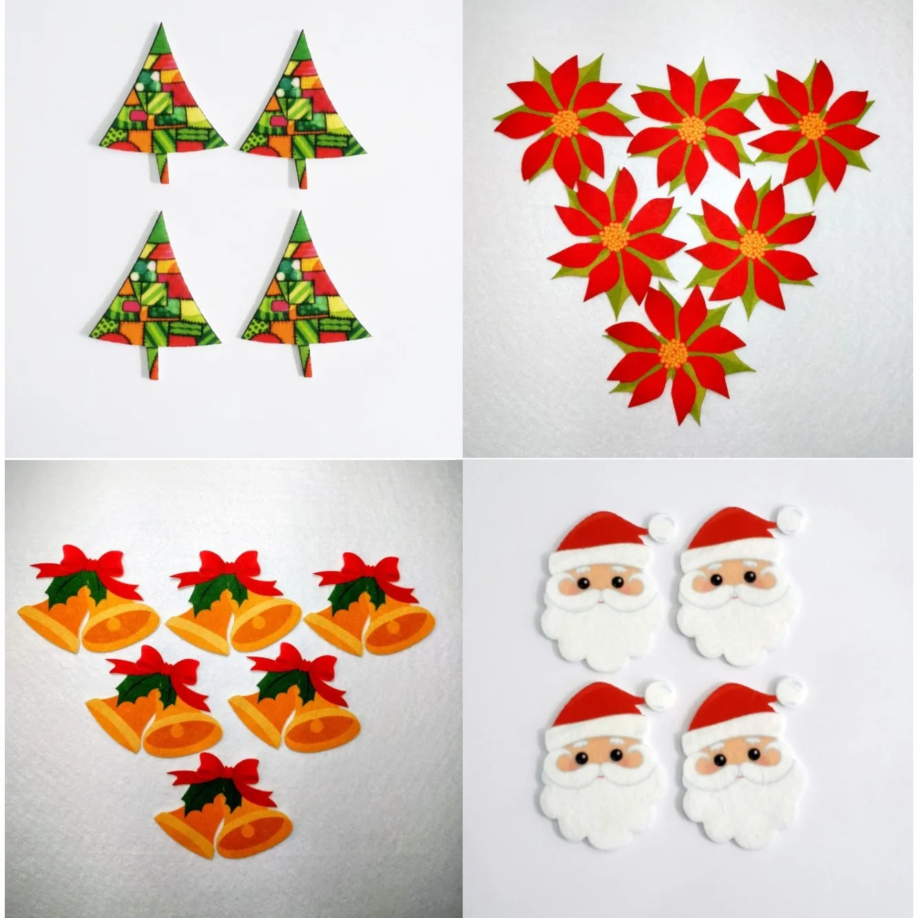 Печатные фетровые Аппликации рождественская елка Санта снеговик колокольчик