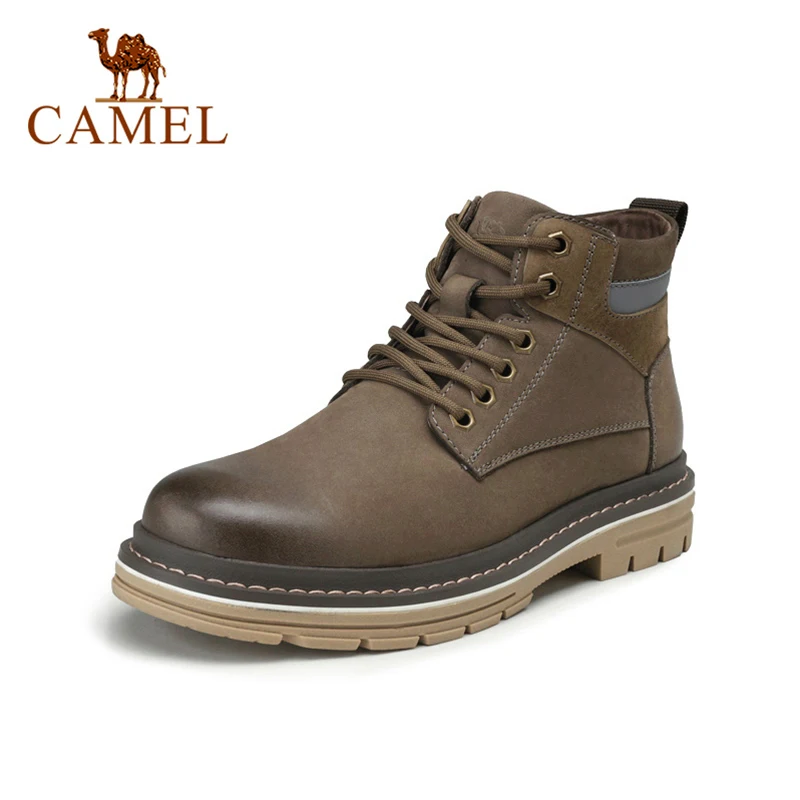 

CAMEL Genuine Leather Tooling Boots 2020 Autumn New All-match Trend Fashion British Style Booties Daily Suede Casual Men Shoes