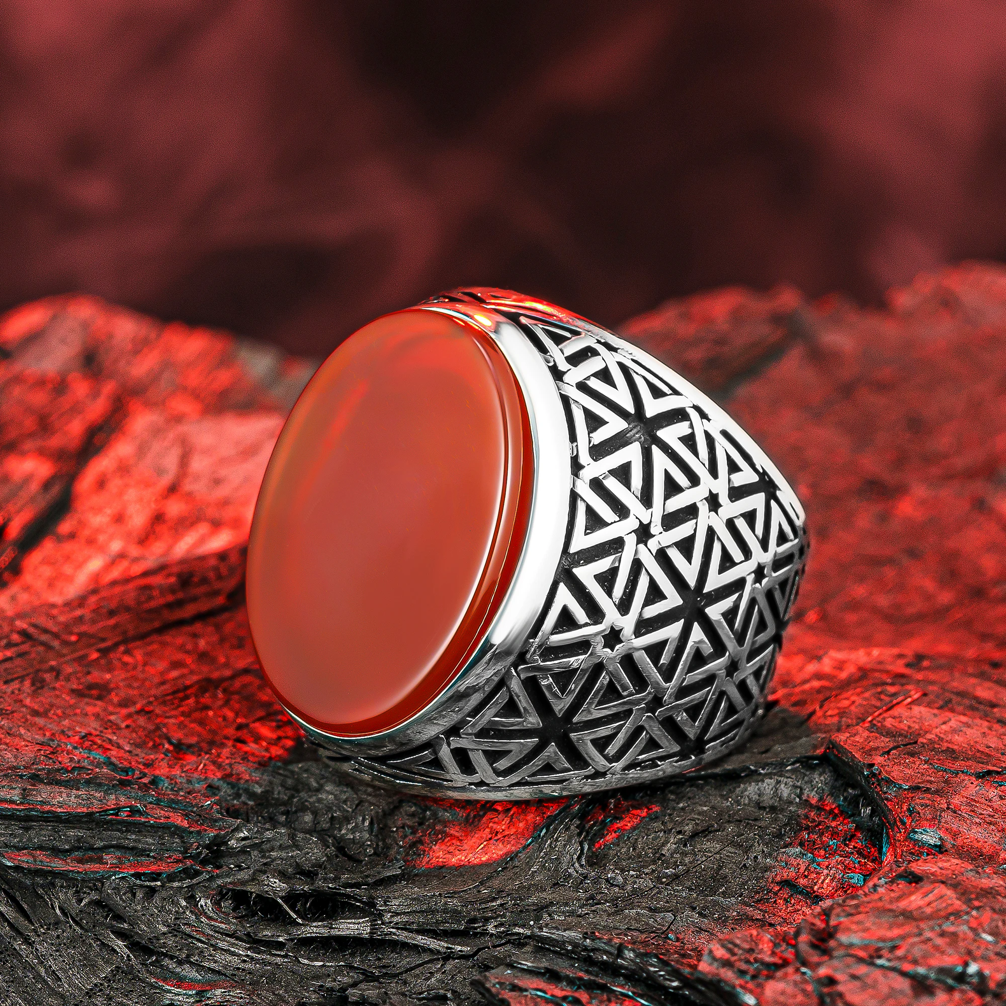 Solid 925 Sterling Silver Men Ring with Big Raw Oval Red Agate Ring Natural Gemstone Ring Valknut Ring Pentagram Ring
Solid 925 Sterling Silver Men Ring with Big Raw Oval Red Agate Ring Natural Gemstone Ring Valknut Ring Pentagram Ring