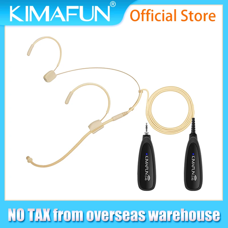 

KIMAFUN 2.4G Wireless Microphone System,Headset and Handheld 2 in 1 for Voice Amplifier,Recording,Speaking,Online Chatting