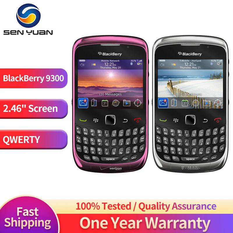 

Original Unlocked Blackberry 9300 3G Mobile Phone 2.46'' TFT Display 2MP WIFI GPS CellPhone BlackBerryOS SmartPhone