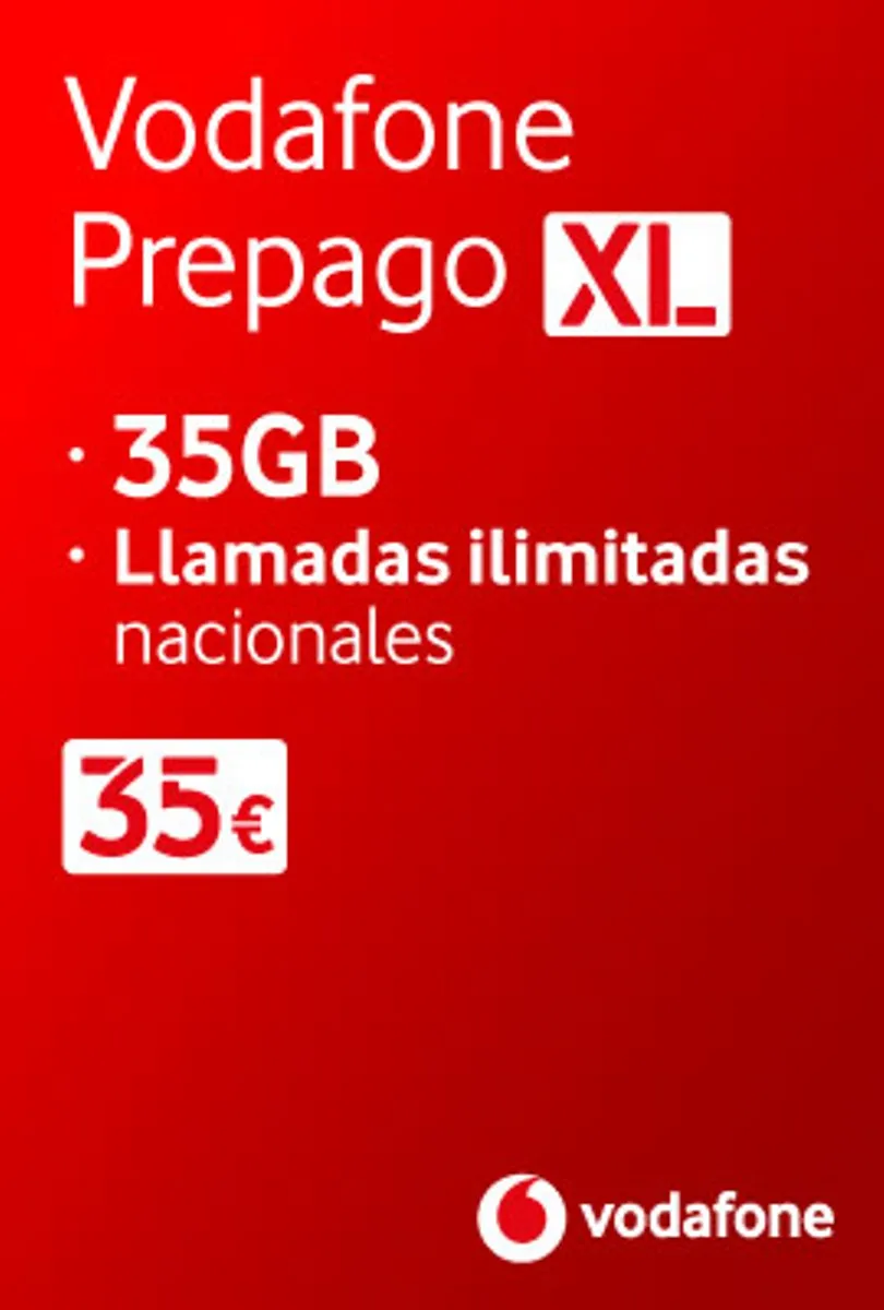 Sim Vodafone предоплата XL 35 ГБ + неограниченные звонки Испания фиксированный и
