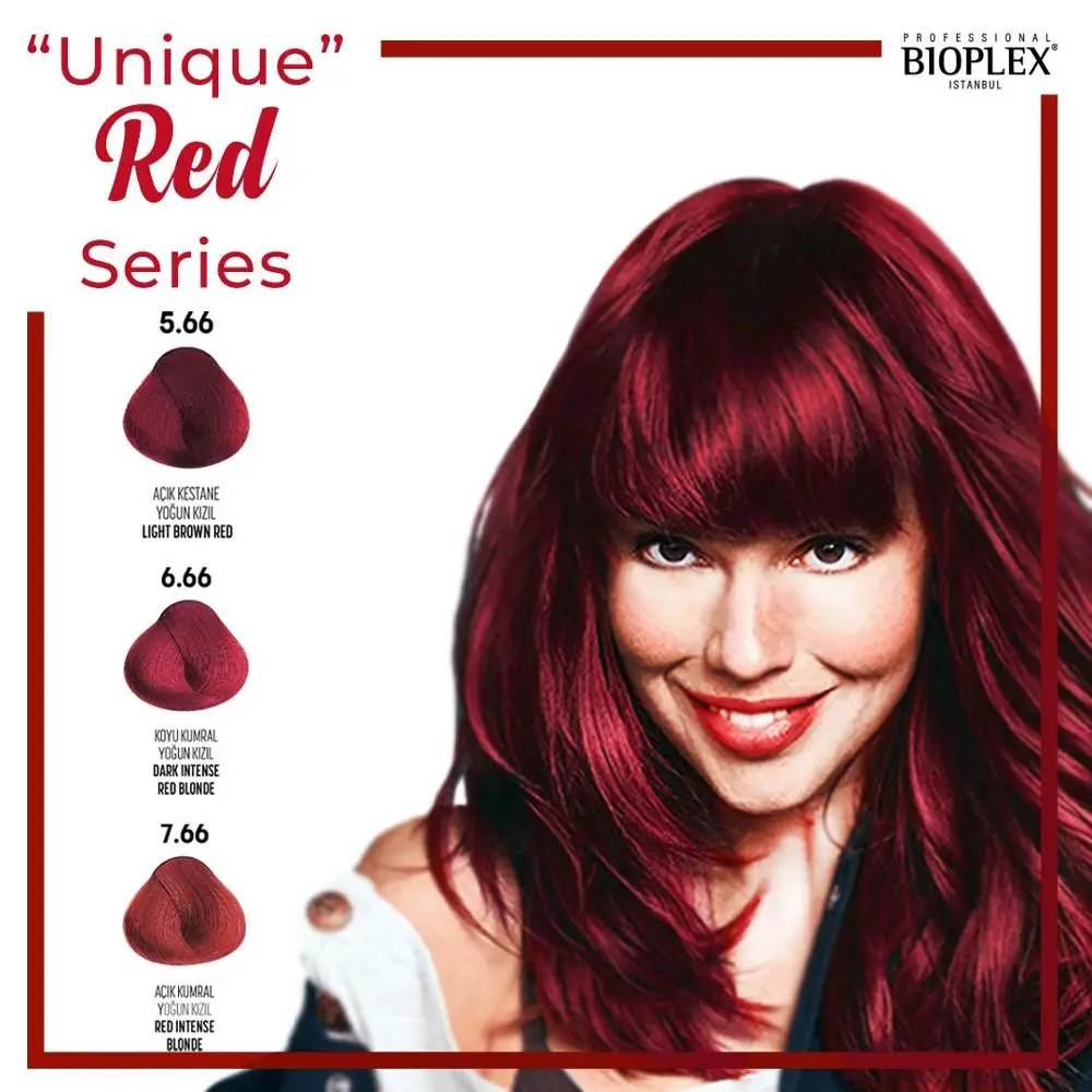 2 Packs Bioplex Glamlook Hair Dye "Unique" Red Series Nourishing Hair Color Cream Makeup for Home and Hairdressing Salons
2 Packs Bioplex Glamlook Hair Dye "Unique" Red Series Nourishing Hair Color Cream Makeup for Home and Hairdressing Salons