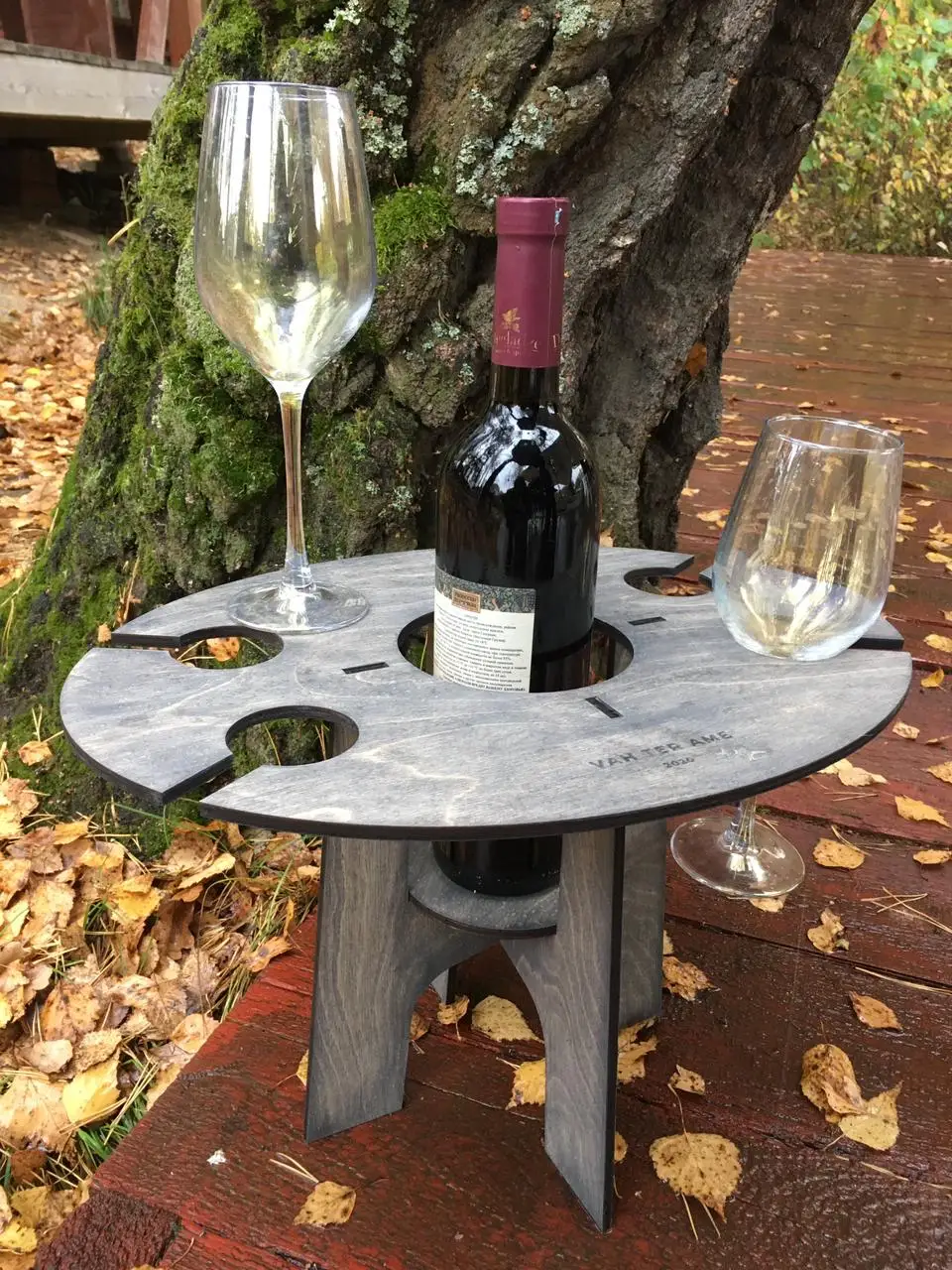 Винный столик WINE STONE / Менажница Подарок из дерева для бокалов|Барные столы| |