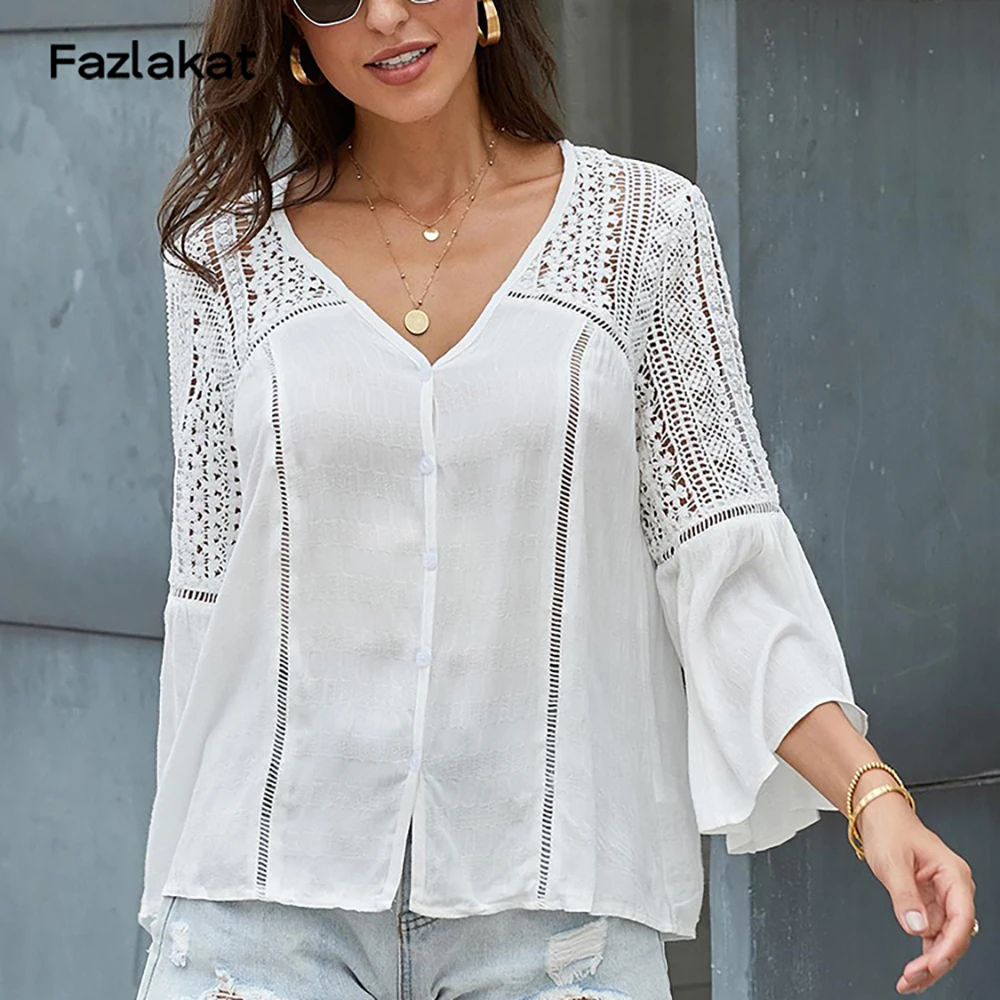 European and American V-neck Trend Shirt Women 2022 New Long Sleeve Crochet Printing Loose Single Breasted Blouses Vintage
European and American V-neck Trend Shirt Women 2022 New Long Sleeve Crochet Printing Loose Single Breasted Blouses Vintage
