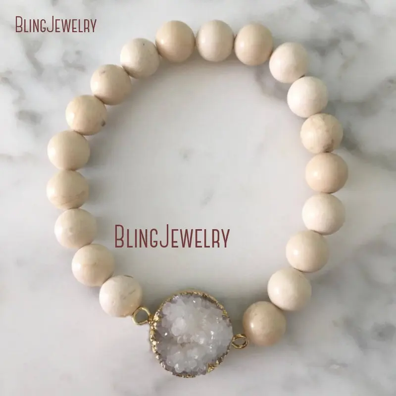 BM33082 Round White Druzy Stretch Bracelet Beige Riverstone Bracelet Raw Crystal Quartz Charm Women Bracelet
BM33082 Round White Druzy Stretch Bracelet Beige Riverstone Bracelet Raw Crystal Quartz Charm Women Bracelet
