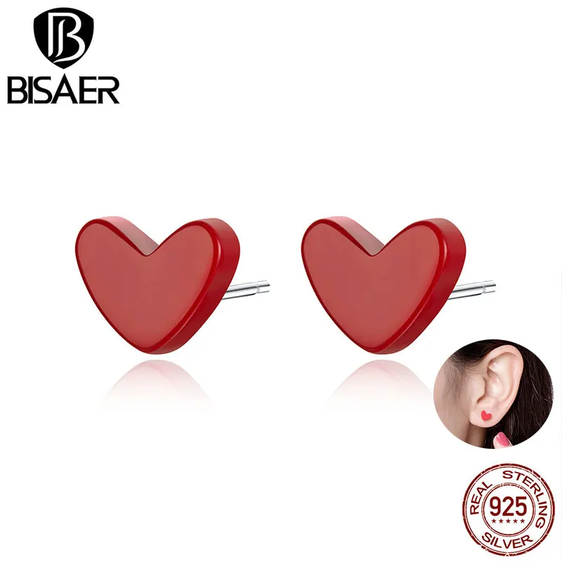 BISAER Red Heart Earring 100% 925 Sterling Silver Heartbeat Shape Stud Earrings For Women Girl Party Wedding Fine Jewelry ECE595
BISAER Red Heart Earring 100% 925 Sterling Silver Heartbeat Shape Stud Earrings For Women Girl Party Wedding Fine Jewelry ECE595