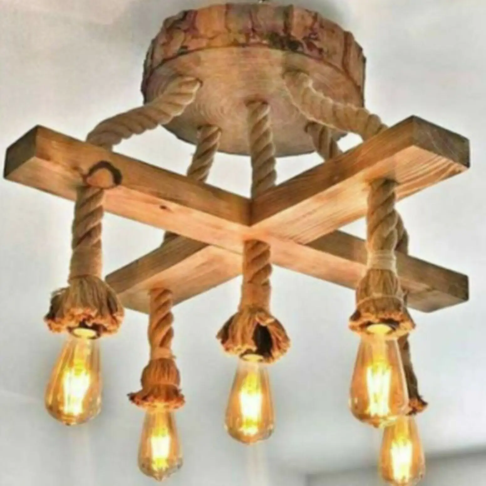 Wooden chandelier rope ceiling lamp quintet elegant decoration first quality handmade authentic home decorative durable material
Wooden chandelier rope ceiling lamp quintet elegant decoration first quality handmade authentic home decorative durable material