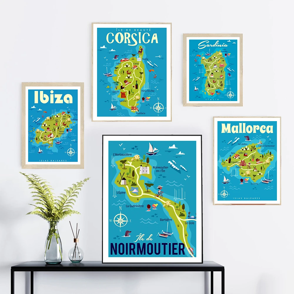 Mallorca Sardinia Ibiza Corsica Map Poster Green & Blue Art Print Canvas Painting Modern Museum Map Exhibit Poster Wall Pictures
Mallorca Sardinia Ibiza Corsica Map Poster Green & Blue Art Print Canvas Painting Modern Museum Map Exhibit Poster Wall Pictures
