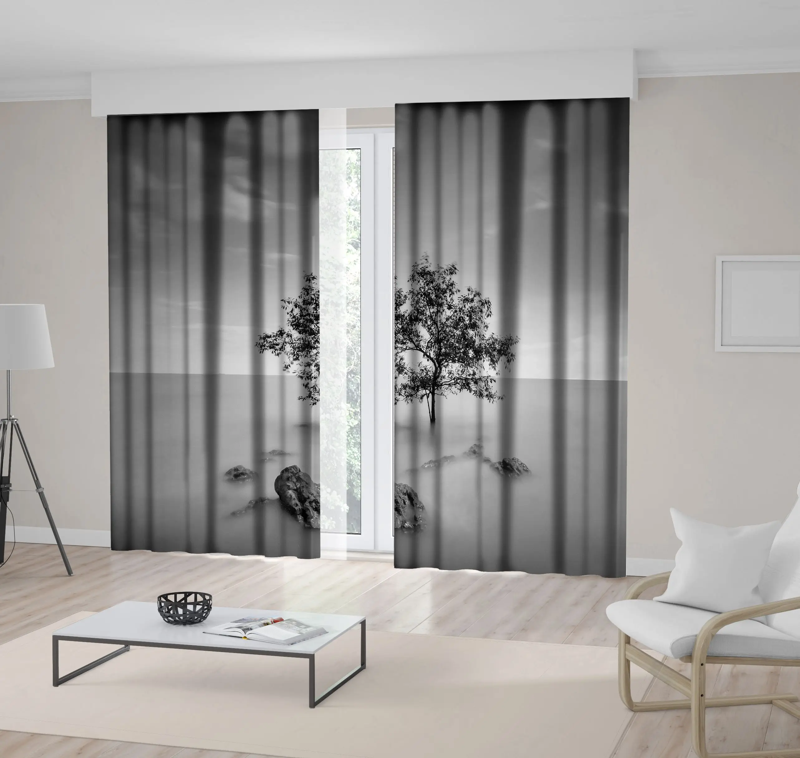 Curtain A Tree and Rocks Fog Covered Land Horizon Monochromic Nature Scenery Black Gray
Curtain A Tree and Rocks Fog Covered Land Horizon Monochromic Nature Scenery Black Gray