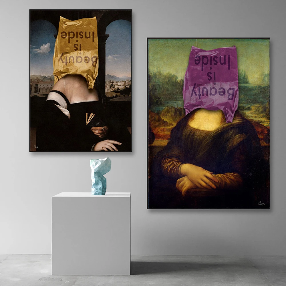 Canvas Painting Mona Lisa Funny Art Poster and Prints Beauty Is Inside Wall Art Famous Da Vinci Art Pictures Living Room Decor
Canvas Painting Mona Lisa Funny Art Poster and Prints Beauty Is Inside Wall Art Famous Da Vinci Art Pictures Living Room Decor