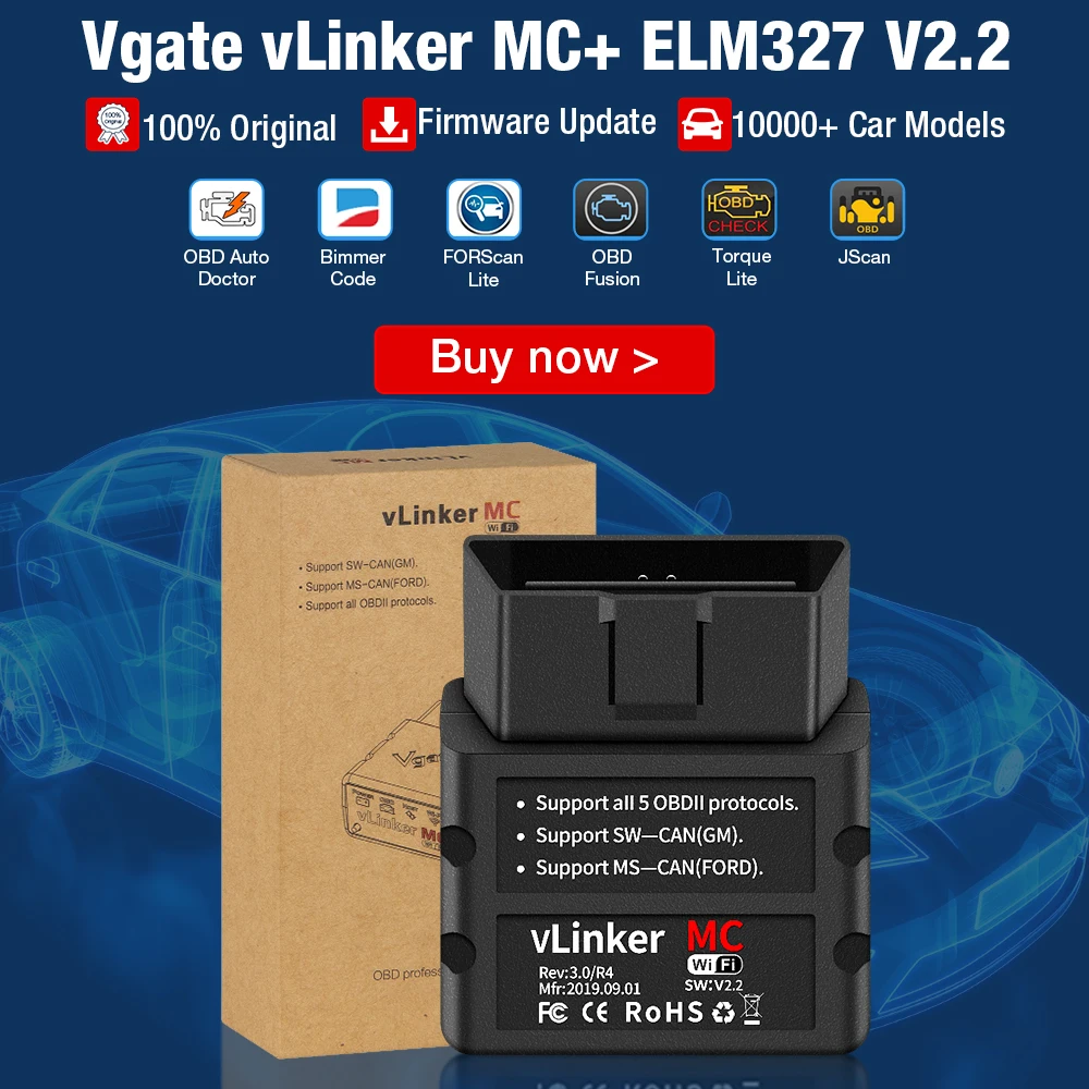 BT OBD2 сканер Vgate vLinker MC + BLE ELM327 для Android/IOS/Windows ELM 327 wifi инструмент для диагностического сканирования автомобиля PK OBDLINK MC
BT OBD2 сканер Vgate vLinker MC + BLE ELM327 для Android/IOS/Windows ELM 327 wifi инструмент для диагностического сканирования автомобиля PK OBDLINK MC