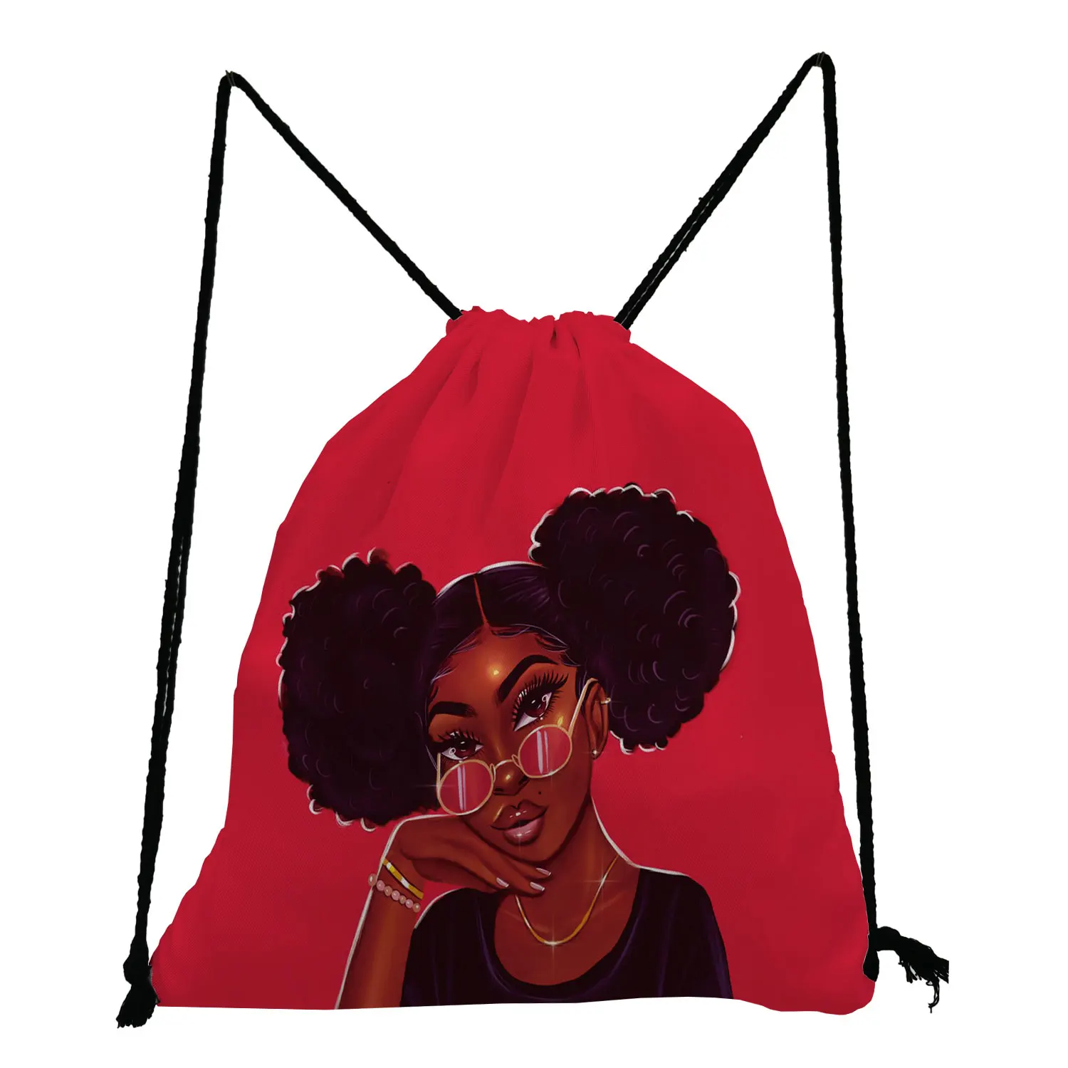 Fashion Afro Girl Print Red Backpack Bag Portable Shoe Bag for School Unisex Preppy Style Book Bag High Capacity Drawstring Bags
Fashion Afro Girl Print Red Backpack Bag Portable Shoe Bag for School Unisex Preppy Style Book Bag High Capacity Drawstring Bags