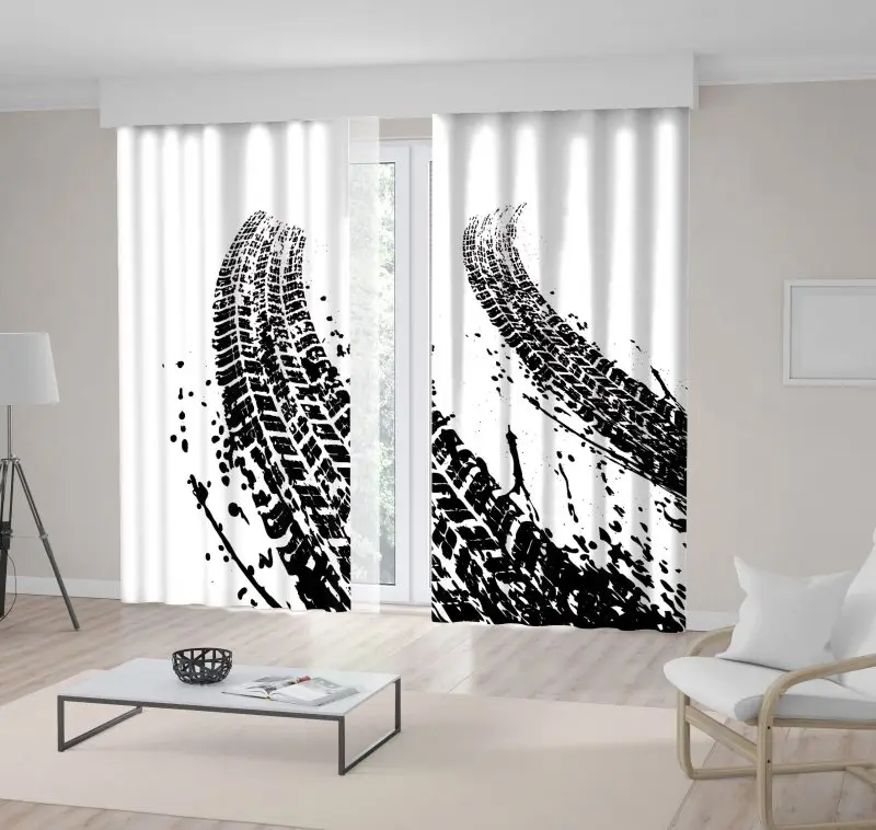 Curtain Tire Tracks Pattern Grunge Artistic Rustic Artwork Printed Black and White
Curtain Tire Tracks Pattern Grunge Artistic Rustic Artwork Printed Black and White