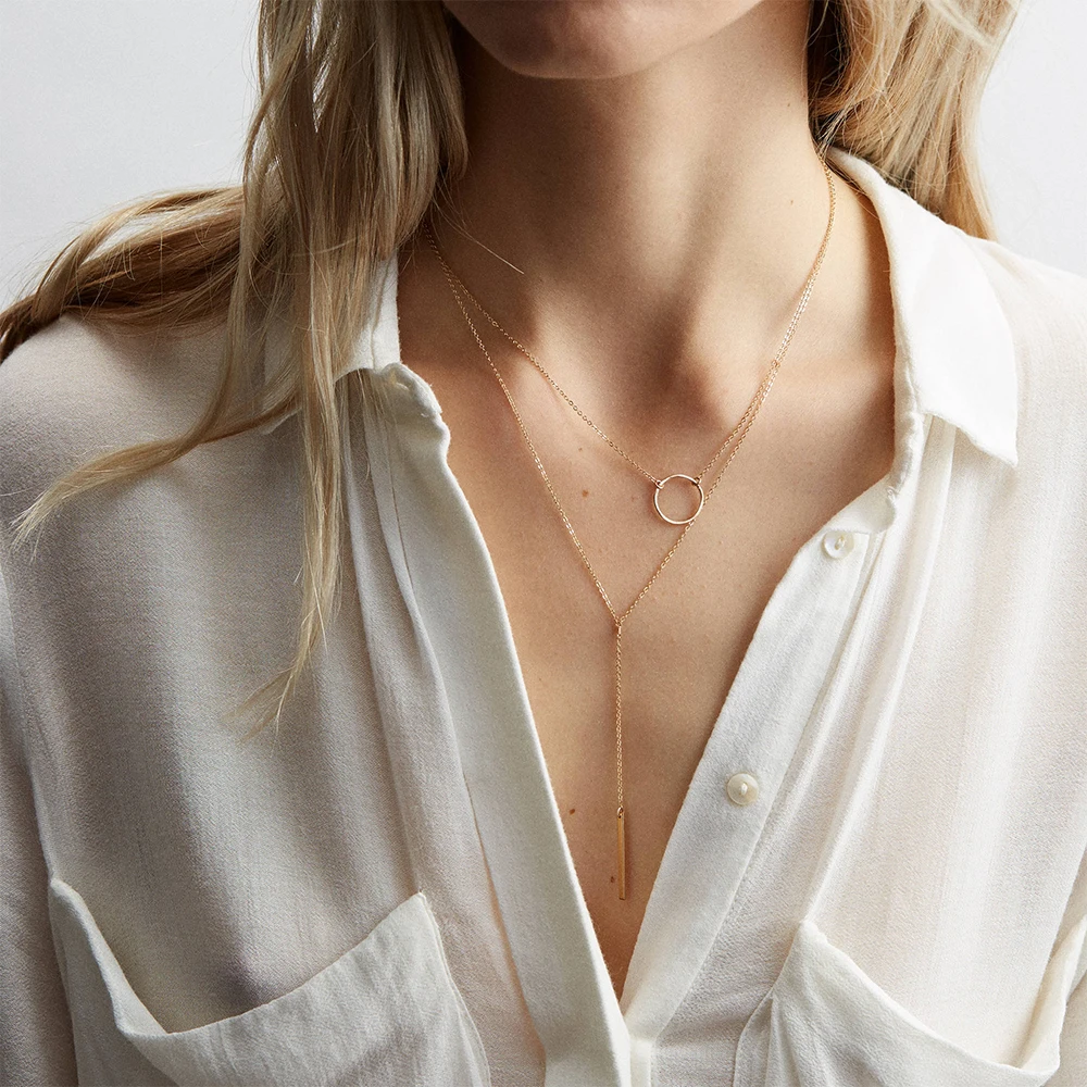 SUNIBI Multilayer Pendant Necklaces for Women Simple Bar Circle Minimalist 14K Gold Plated Long Chain Necklaces Fashion Jewelry
SUNIBI Multilayer Pendant Necklaces for Women Simple Bar Circle Minimalist 14K Gold Plated Long Chain Necklaces Fashion Jewelry