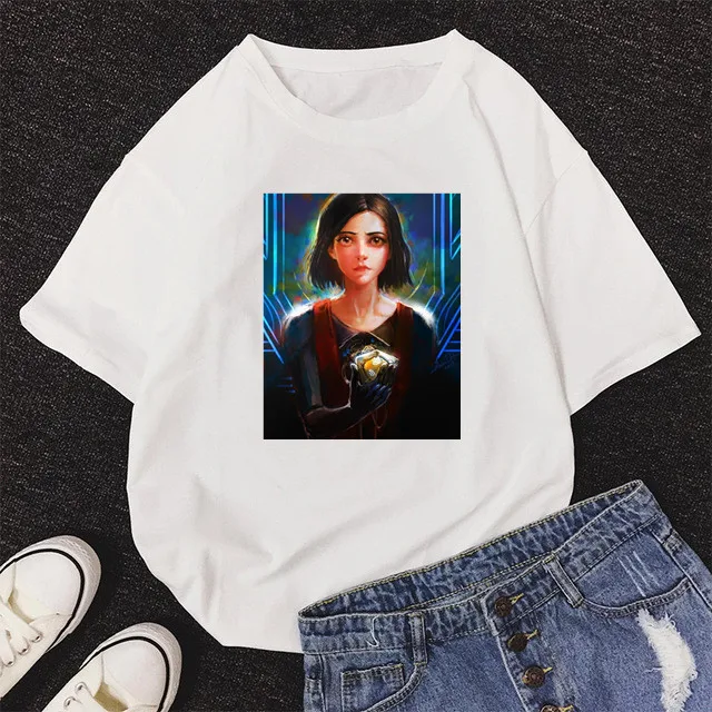 Angel 90s Fashion T Shirt Women Kawaii Graphics Short Sleeved O-neck T-shirt Battle Angel Alita Print Female T shirt Tops
Angel 90s Fashion T Shirt Women Kawaii Graphics Short Sleeved O-neck T-shirt Battle Angel Alita Print Female T shirt Tops