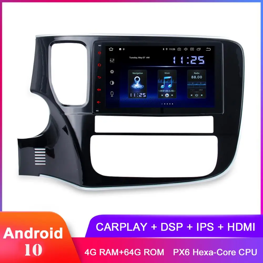 Dasaita 8 "IPS Android 10 автомобильный стерео GPS для Outlander 2014 2015 2016 2017 в тире Авто Радио FM