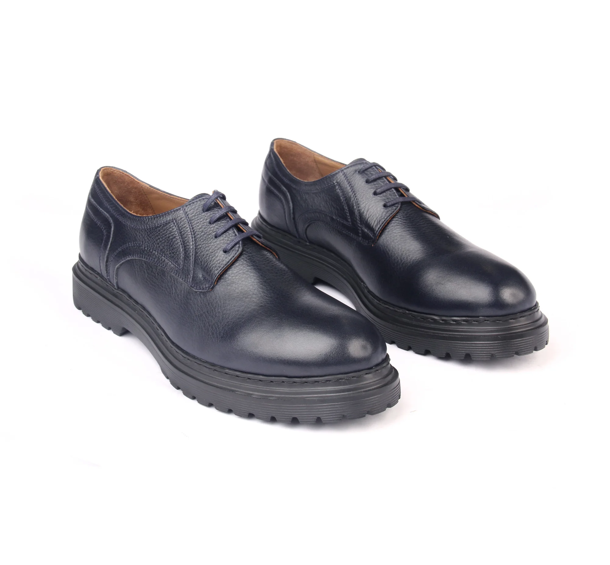 

Туфли дерби ручной работы из темно-синей телячьей кожи, увеличивающая рост легкая подошва из ЭВА, Мужская удобная модная обувь