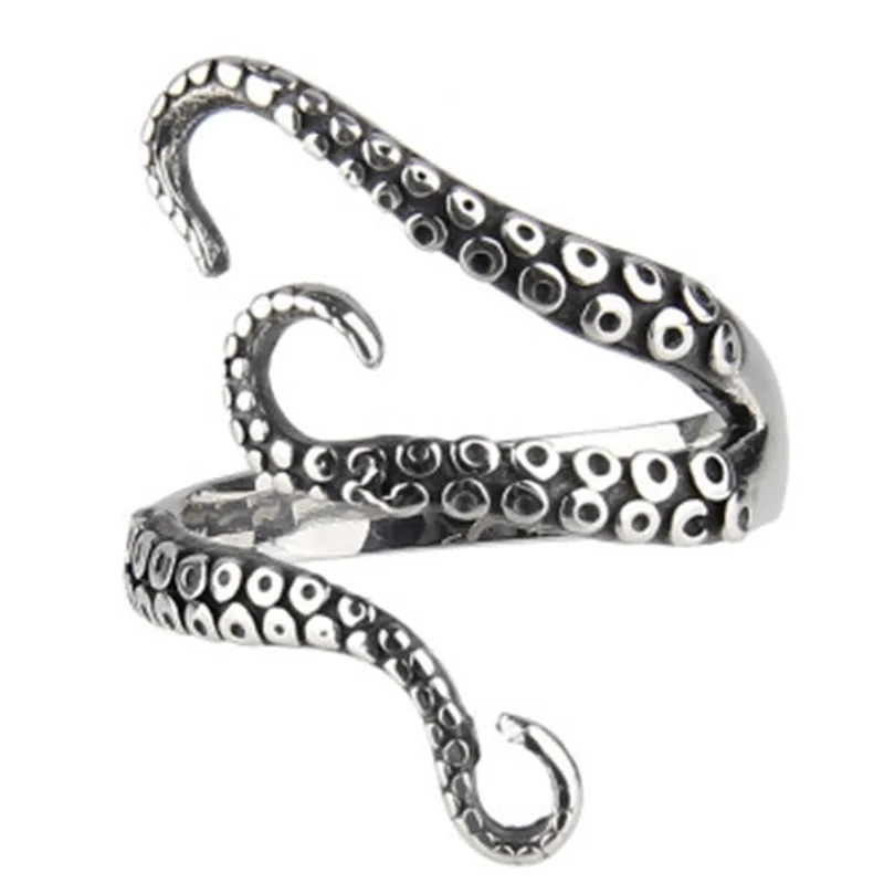 Фото Мужское Винтажное кольцо Осьминог серебристое в готическом стиле стильный