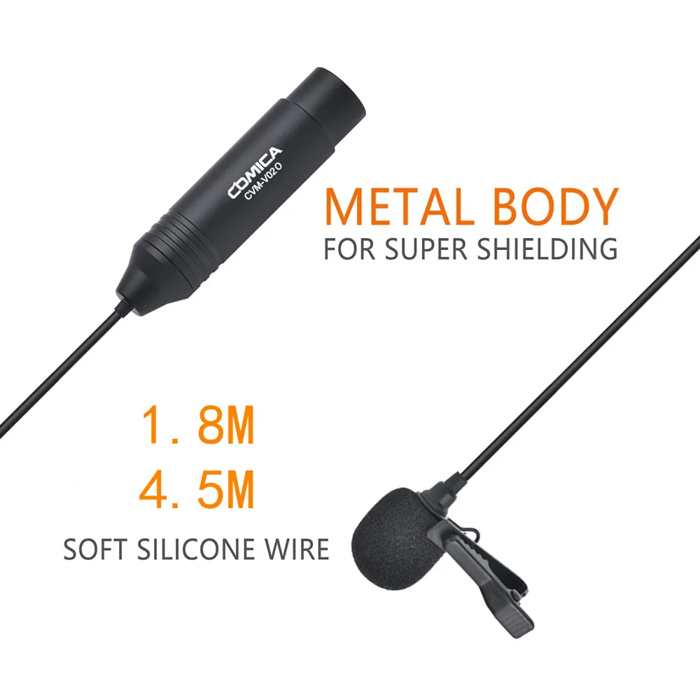 Петличный микрофон Comica CVM-V02O Omni XLR с фантомным питанием для Canon Sony видеокамер Panasonic