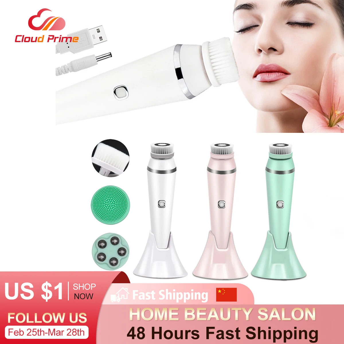 USB Rechargeable Electric Silicone Facial Cleansing Brush Sonic Face roller Massager Blackhead Remover Pore Cleaner Face Washing
USB Rechargeable Electric Silicone Facial Cleansing Brush Sonic Face roller Massager Blackhead Remover Pore Cleaner Face Washing