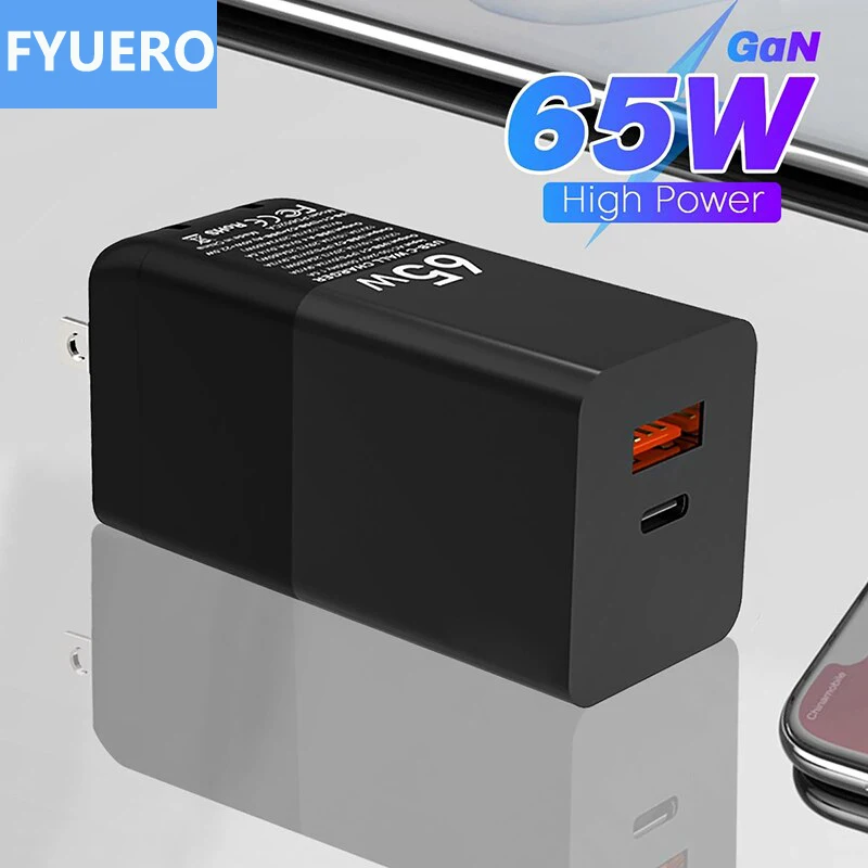 65W GaN Charger Quick Charge 3.0 PD QC 2 Ports USB C Wall Charger for iPhone 13 12 Pro Max 11 Samsung MacBook Laptops iPad
65W GaN Charger Quick Charge 3.0 PD QC 2 Ports USB C Wall Charger for iPhone 13 12 Pro Max 11 Samsung MacBook Laptops iPad