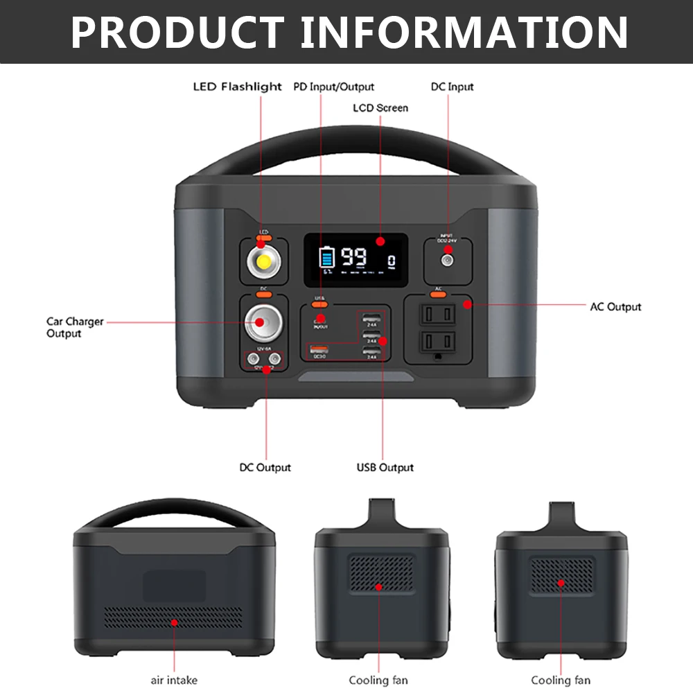 Battery Power Bank Charging 540W Portable Power Station High Power Intelligent Travel Worry-free Charing
Battery Power Bank Charging 540W Portable Power Station High Power Intelligent Travel Worry-free Charing