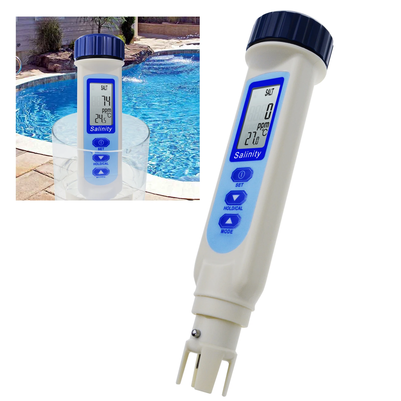 Pen Type Salinity & Temp Meter Salt Water Quality Tester NaCl, 9999 ppm / 100.0ppt/ 10% / 0.95-1.08 SG Measurement Units
Pen Type Salinity & Temp Meter Salt Water Quality Tester NaCl, 9999 ppm / 100.0ppt/ 10% / 0.95-1.08 SG Measurement Units