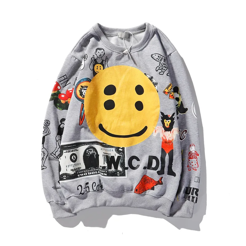 Trendy Fashion Swag Street Cotton Round Collar Smiling Face Personalized Print Couples Fleecy Sweatshirts Men Women
Trendy Fashion Swag Street Cotton Round Collar Smiling Face Personalized Print Couples Fleecy Sweatshirts Men Women
