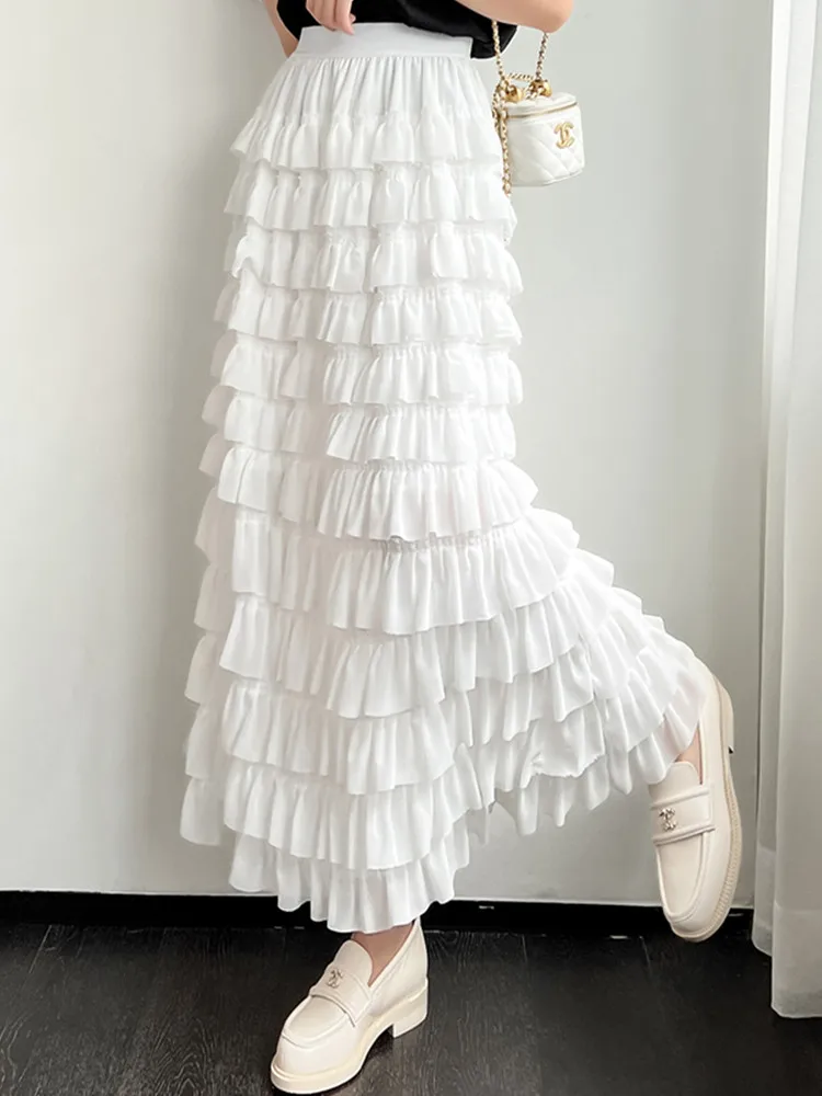 Qiukichonson White Black Summer Chiffon Skirt Women 2022 Korean Casual High Waisted Ruched Ruffle Mid Long Skirt
Qiukichonson White Black Summer Chiffon Skirt Women 2022 Korean Casual High Waisted Ruched Ruffle Mid Long Skirt