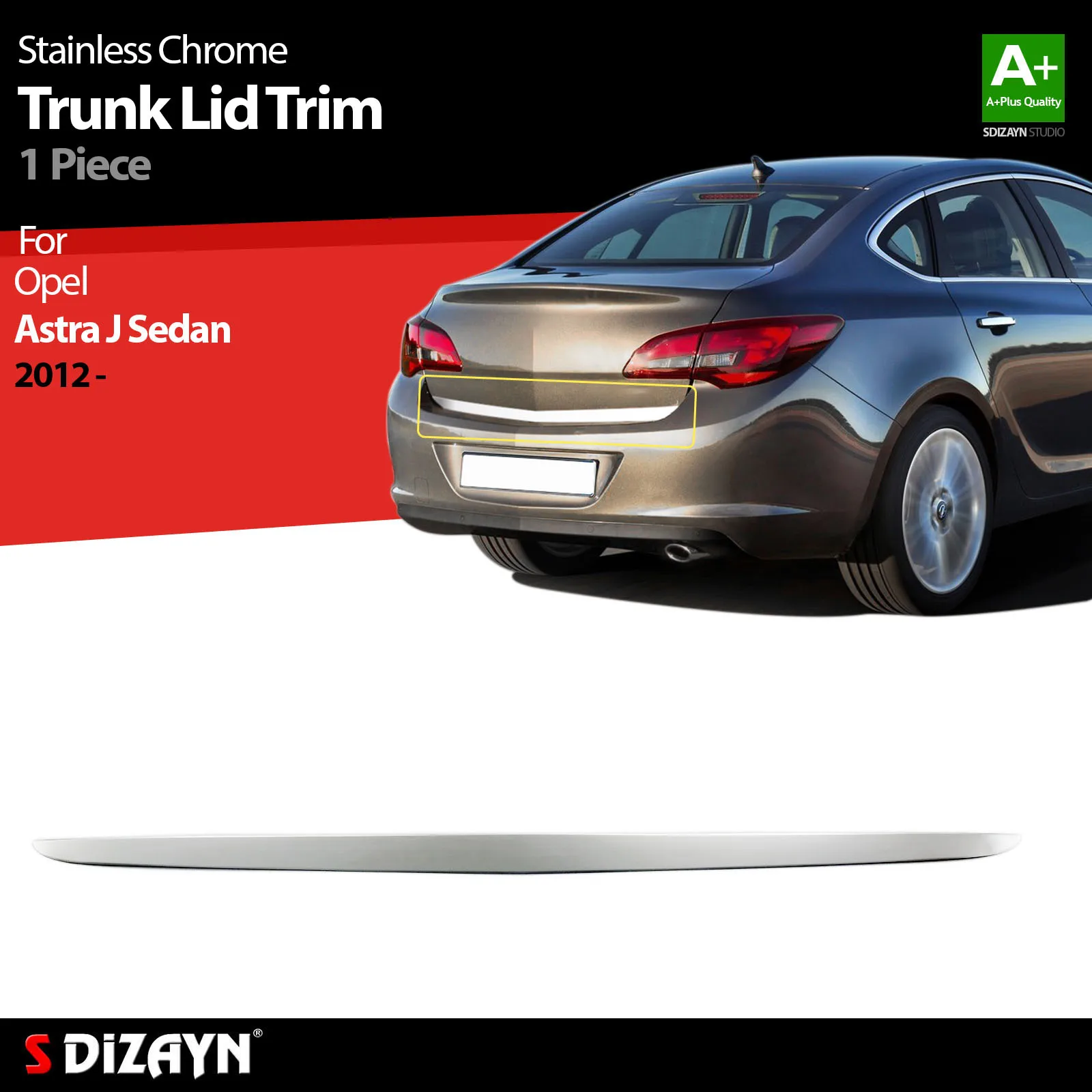 S Dizayn для Opel Astra J Sedan хромированная отделка багажника из нержавеющей стали 1 шт.