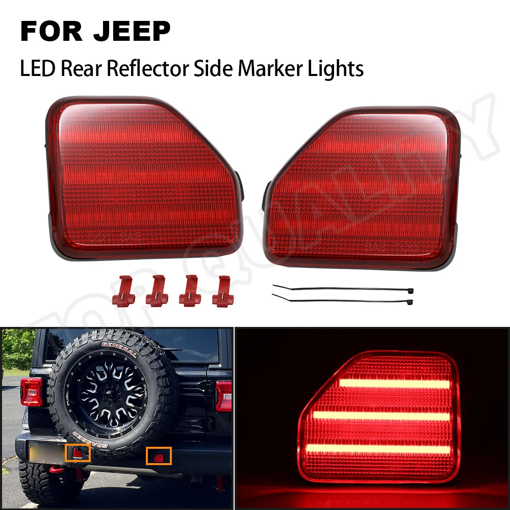 2PCS Red Lens LED Rear Bumper Reflector Light Running Lamp Assembly For Jeep Wrangler JK 2018 2019 2020
2PCS Red Lens LED Rear Bumper Reflector Light Running Lamp Assembly For Jeep Wrangler JK 2018 2019 2020