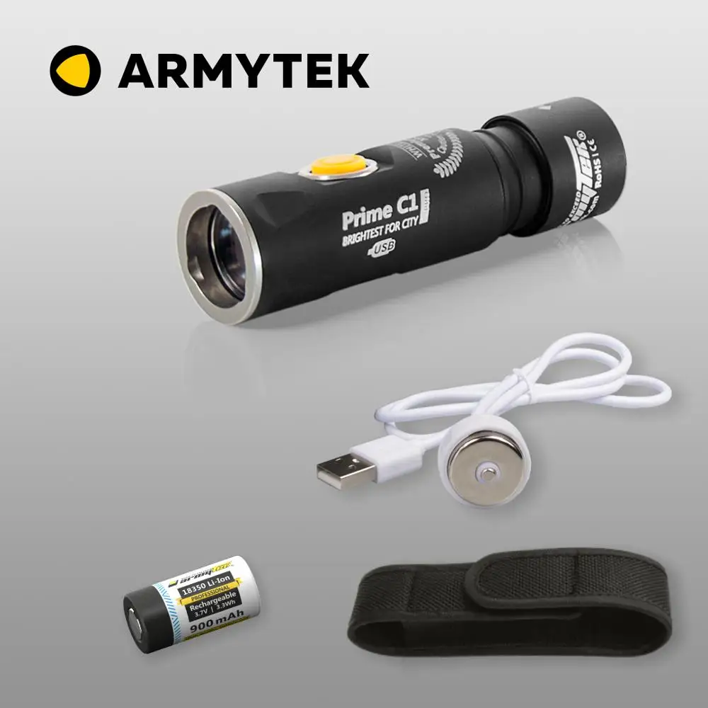 

EDC Flashlight Armytek Prime C1 Pro XP-L 1050 LED Lumens Magnet USB Rechargeable 18350 Li-Ion Battery Included