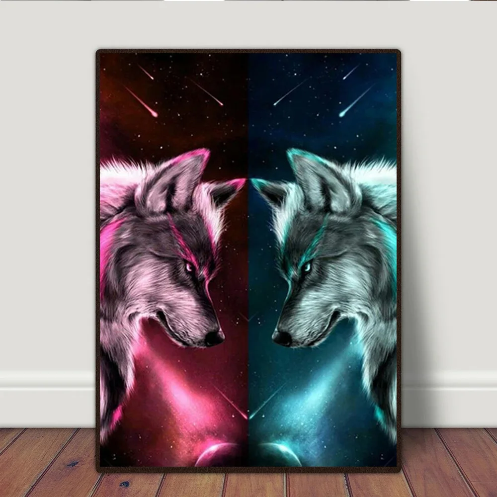 Abstract Red Wolf and Blue Wolf Looking At Each Other Canvas Painting Modern Poster and Print for Living Room Wall Home Decor
Abstract Red Wolf and Blue Wolf Looking At Each Other Canvas Painting Modern Poster and Print for Living Room Wall Home Decor