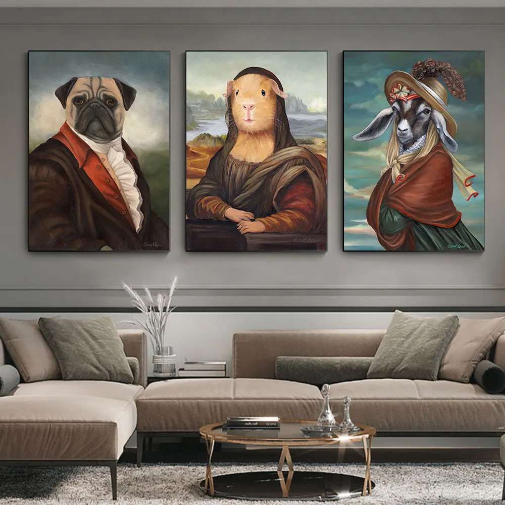 Funny Animals Portrait Posters and Prints Canvas Painting on the Wall Art Dog, Goat Gentleman Picture for Living Room Home Decor
Funny Animals Portrait Posters and Prints Canvas Painting on the Wall Art Dog, Goat Gentleman Picture for Living Room Home Decor