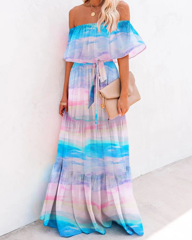 Fashion Lady Slash Neck Strapless Dress Slim Ruffles Floral Printed Party Dresses Women Sexy The Off Shoulder Bohemian Dress
Fashion Lady Slash Neck Strapless Dress Slim Ruffles Floral Printed Party Dresses Women Sexy The Off Shoulder Bohemian Dress