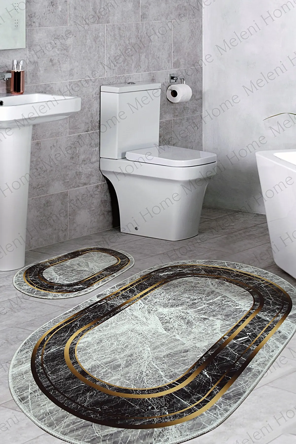 2'li Set Bathroom Mat Digital Printing Non-Slip Bottom Toilet Seat Pad Gold Striped Modern New Quality Super Absorbent Polyester 40x60
2'li Set Bathroom Mat Digital Printing Non-Slip Bottom Toilet Seat Pad Gold Striped Modern New Quality Super Absorbent Polyester 40x60