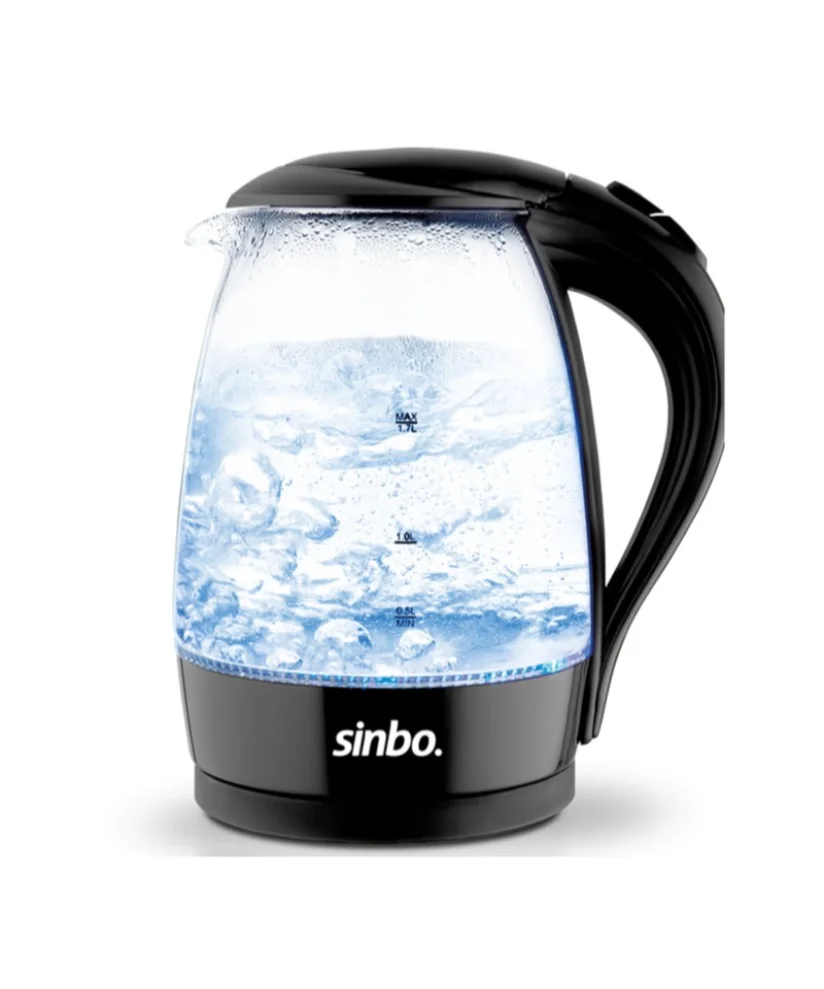 

Sinbo Cordless Black Glass Kettle (1.7L) Water Boiler Auto Turn-Off Keep Warm Water Level Indicator Safety 360° Swivel Feature