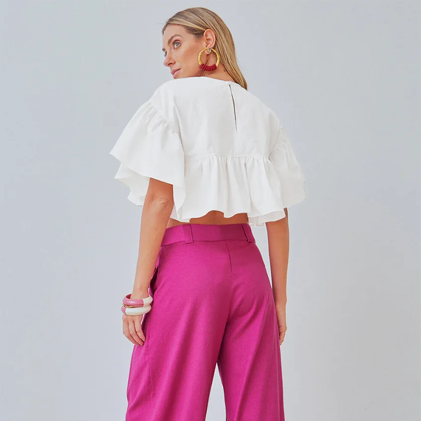Summer New 2022 French Style Fashion White Lotus Leaf Short Sleeve Hem Women'S Shirt
Summer New 2022 French Style Fashion White Lotus Leaf Short Sleeve Hem Women'S Shirt