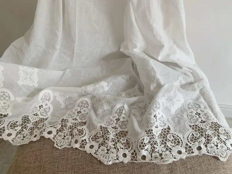 Off White Cotton Lace Fabric Cotton Eyelet Lace Fabric, Lace-Bordered Cotton Batiste With Double Scallops Edges
Off White Cotton Lace Fabric Cotton Eyelet Lace Fabric, Lace-Bordered Cotton Batiste With Double Scallops Edges