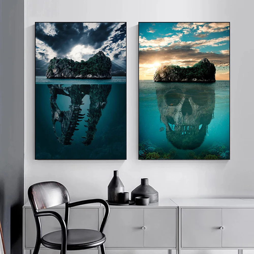 Abstract Horror Dark Skull Island Canvas Painting Modern Sea Landscape Poster and Print for Living Room Wall Art Home Decor
Abstract Horror Dark Skull Island Canvas Painting Modern Sea Landscape Poster and Print for Living Room Wall Art Home Decor