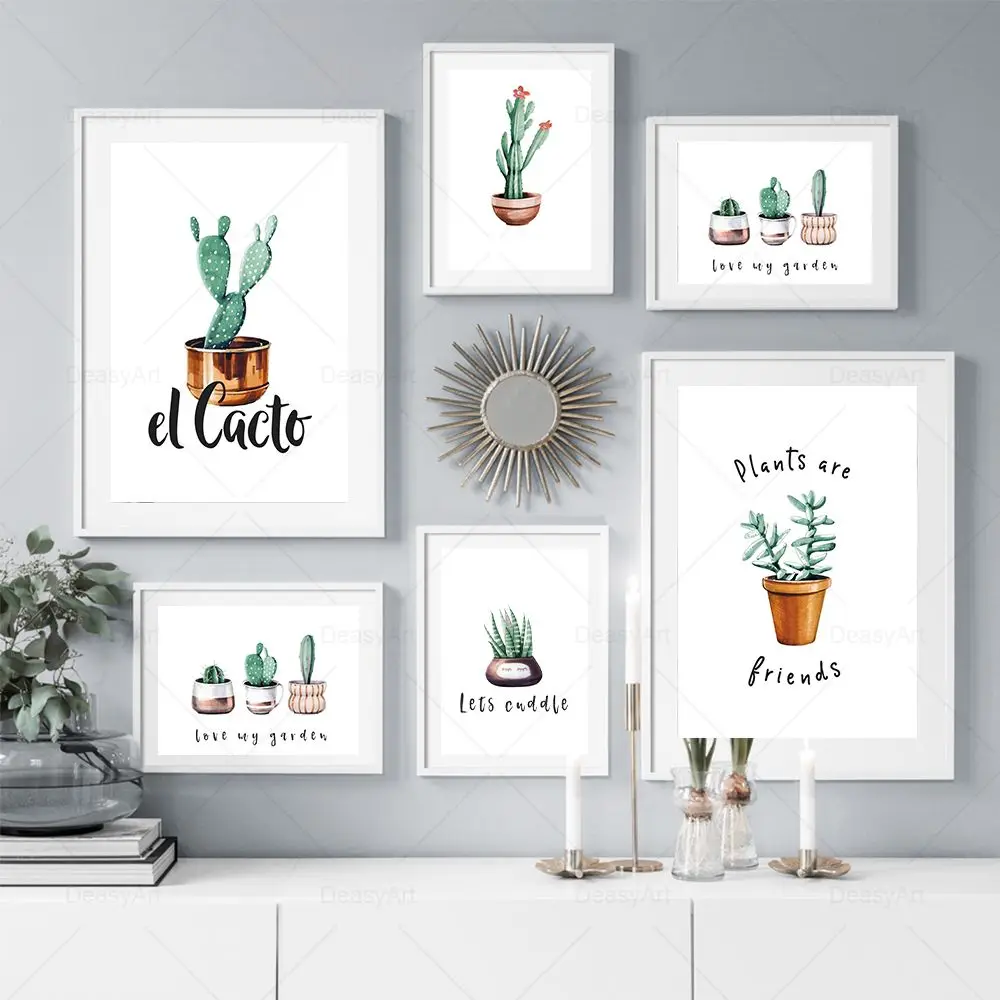 Botanical Watercolor Green Plants Poster Prints Lets Cuddle Cactus Art Canvas Painting Wall Art Pictures Living Room Home Decor
Botanical Watercolor Green Plants Poster Prints Lets Cuddle Cactus Art Canvas Painting Wall Art Pictures Living Room Home Decor