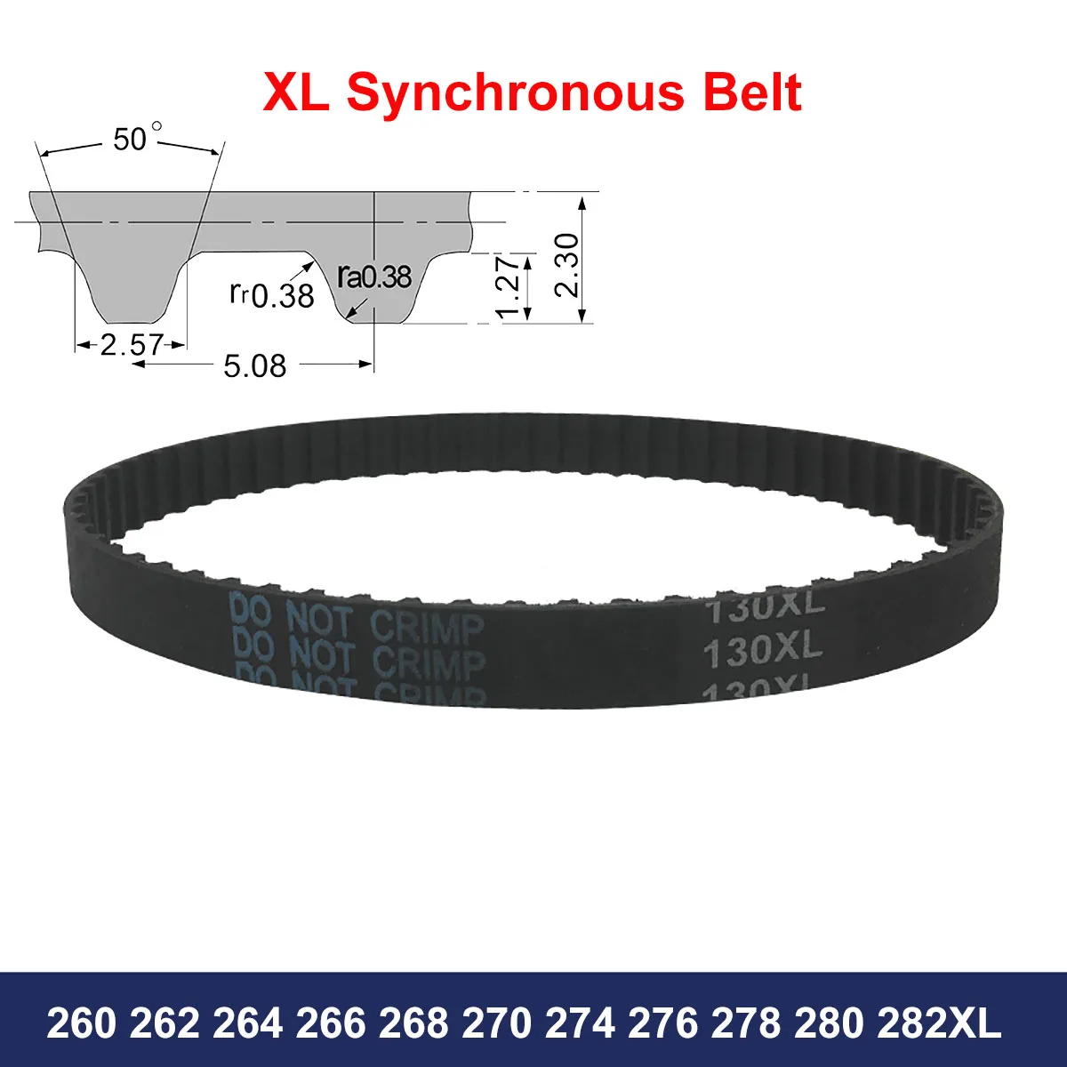 

1Pcs XL Timing Belt 260 262 264 266 268 270 274 276 278 280 282XL Width 10mm 12.7mm Rubber Synchronous Belt Drive Belt